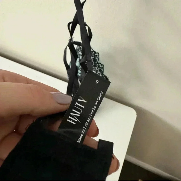 NWOT HAUTY Strappy Embroidered Mesh Thong Teddy in Nightshade  S - Picture 6 of 6